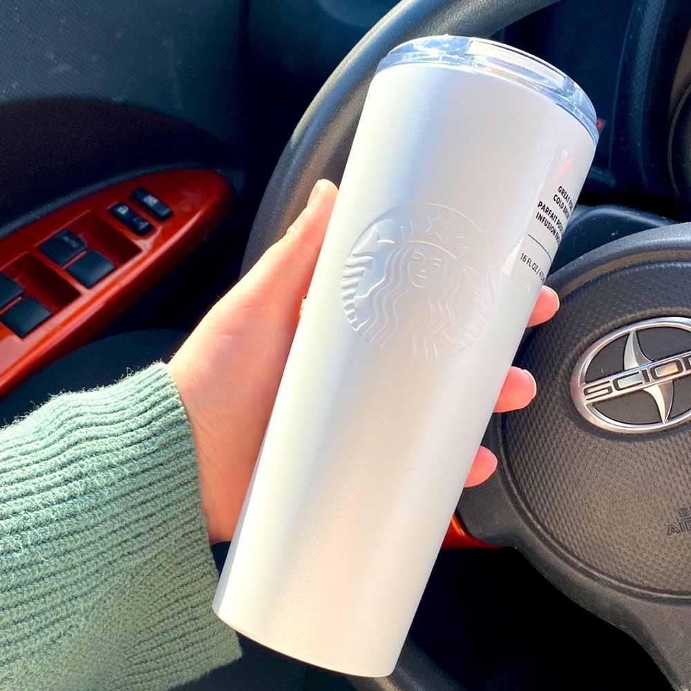 Starbucks White Shimmer Stainless Steel Cold Cup